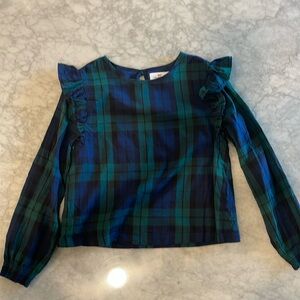 Vineyard Vines Black Watch plaid girls blouse.